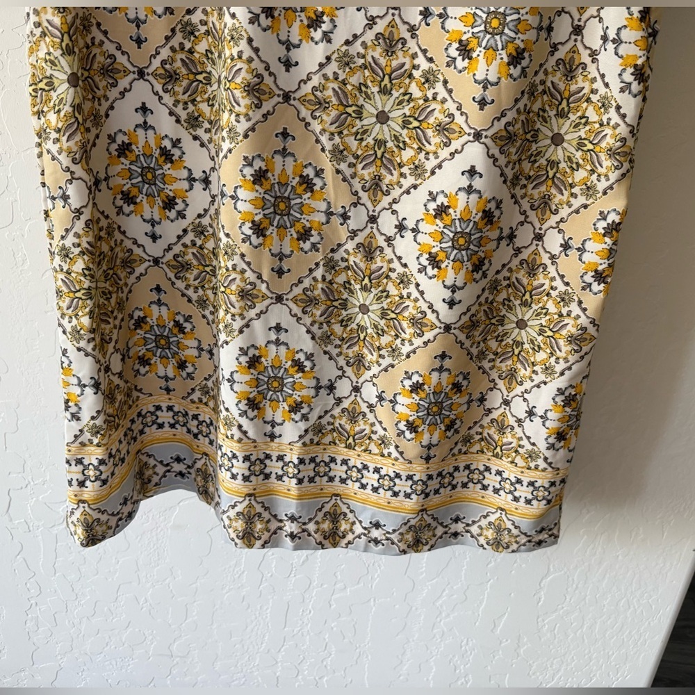 Lulu's|Dandy lion short sleeve patterned shift dress in mustard yellow•••boho - Picture 10 of 14